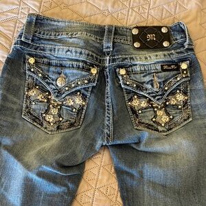 Miss Me Women's Light Blue Boot Cut Jeans with Embellished Pockets